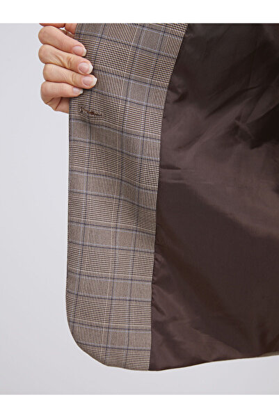 LC Waikiki Beige Plaid Women's Blazer Jacket