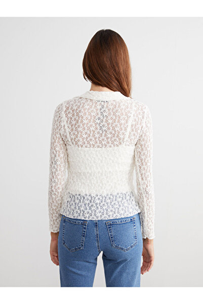 LC Waikiki Bağlamalı Yaka Dantelli Kadın Hırka