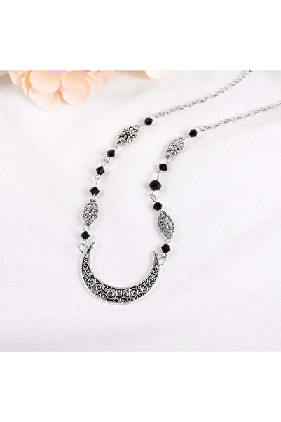 Freya Gümüş Ay Hilal Alın Zincir Aksesuar (Bohem, Etnik , Antik, Otantik, Viking)
