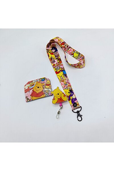 CİCCİBİCCİSHOP Yeni pembe zeminli SARI BAL SEVEN AYICIK boyun askı ipi, kart ...