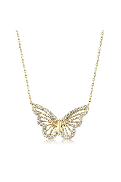 Hmd Gold Color Necklace Zircon Stone Butterfly Steel Necklace