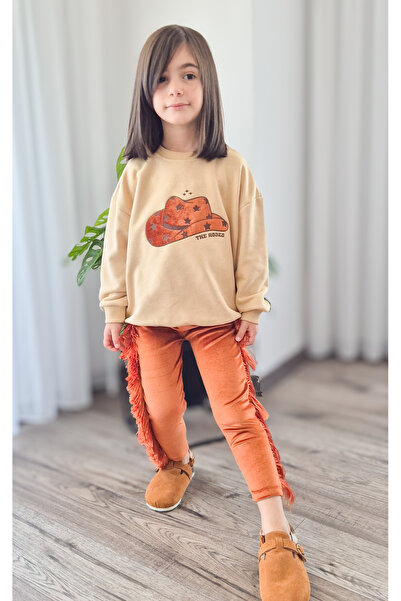 My Baby's World Tasseled Leggings Leggings & Embroidered Sweat Girls' Set (2-8 Years Old)