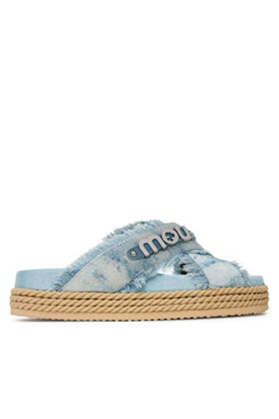 Mou Γυναικείες Παντόφλες Μπλε MOU-MU.SW451010K PDEN DENIM Βαμμένο
