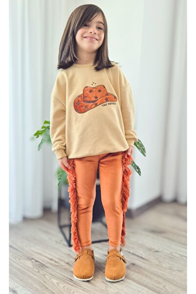 My Baby's World Tasseled Leggings Leggings & Embroidered Sweat Girls' Set (2-8 Years Old)