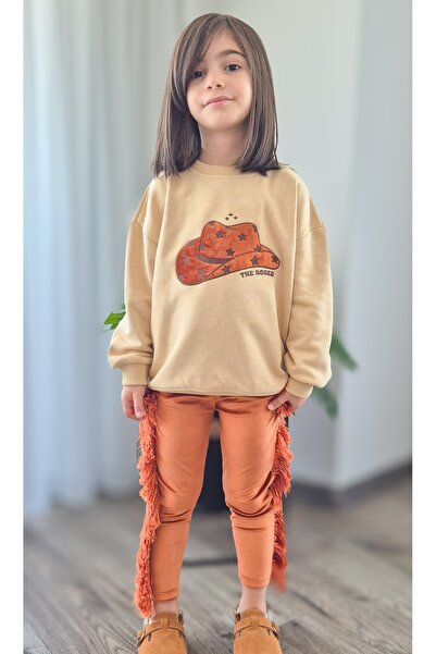 My Baby's World Tasseled Leggings Leggings & Embroidered Sweat Girls' Set (2-8 Years Old)