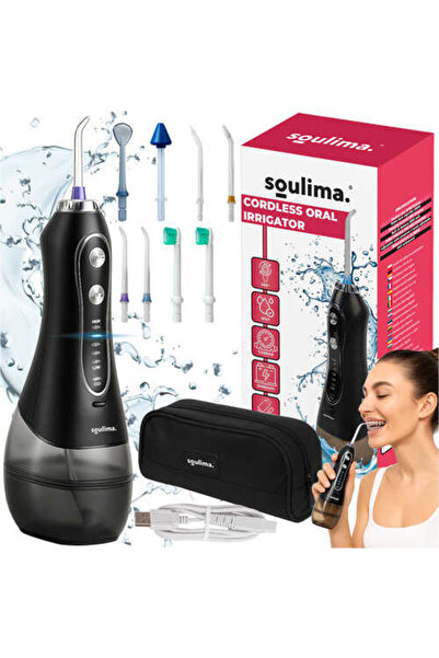 Soulima Irigator oral profesional fără fir cu 5 niveluri de presiune, 8 accesorii, IPX7