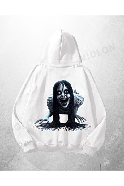 Bravebell سويت شيرت بقلنسوة كبير الحجم مطبوع عليه مومو باللون الأبيض للجنسين