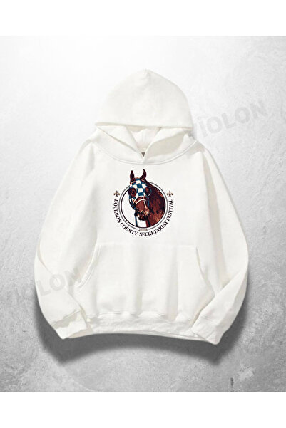 Bravebell Hanorac alb unisex cu emblema calului cu imprimeu supradimensionat ...