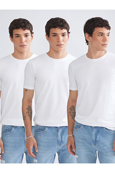 LC Waikiki Ανδρικό μπλουζάκι Özmarka New Season Plus Size με λαιμόκοψη ποδηλά...