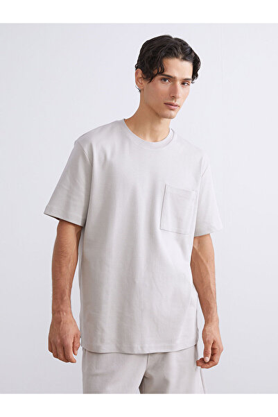 LC Waikiki Meral Collection Beige Crew Neck Men's T-Shirt