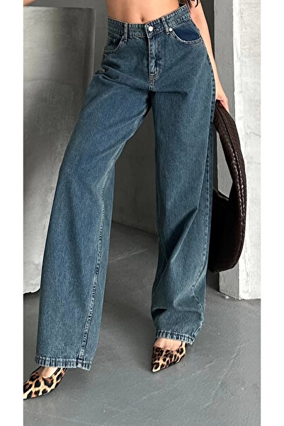 Genel Markalar Baggy kar yıkama yeşil tint jeans pantolon d2007