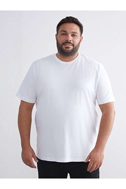 LC Waikiki Ανδρικό μπλουζάκι Peak New Season Plus Size Basic από βαμβακερό χτενισμένο βαμβάκι