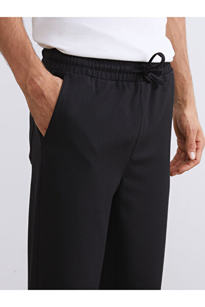 LC Waikiki Black Men's Trousers with Side Pockets and Elastic Waist