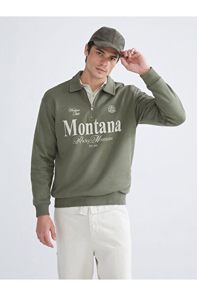 LC Waikiki New Season Polo Neck Printed Men's Sweatshirt