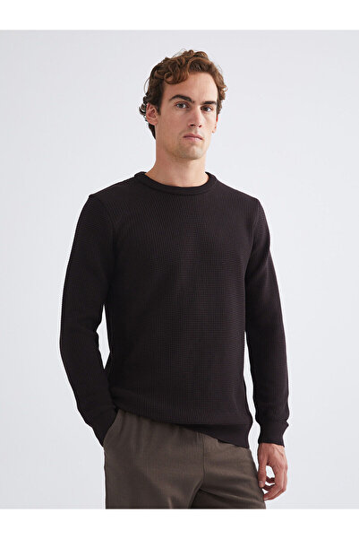 LC Waikiki Crew Neck Checkered Men's Knitwear Sweater