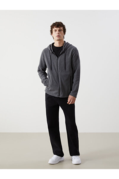 LC Waikiki Kapüşonlu Uzun Kollu Polar Erkek Fermuarlı Sweatshirt (W5)