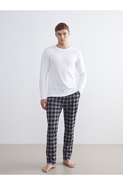 LC Waikiki Antrasit Standart Kalıp Ekose Erkek Pijama Alt