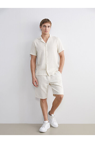 LC Waikiki Lcw vision ecru standard fit linen-look men's shorts