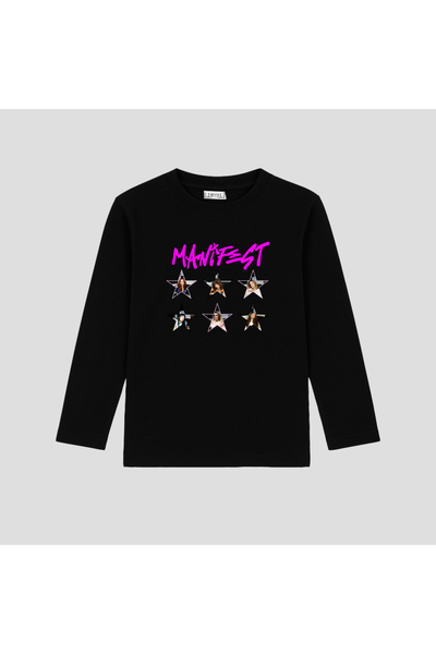 TeNeT تي شيرت مطبوع بأكمام طويلة من مانيفست ميوزيك جروب (LBL470 S) (4-13 سنة)