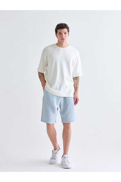 LC Waikiki Ανδρικό σορτς μουσελίνας μπλε άνετο και άνετο