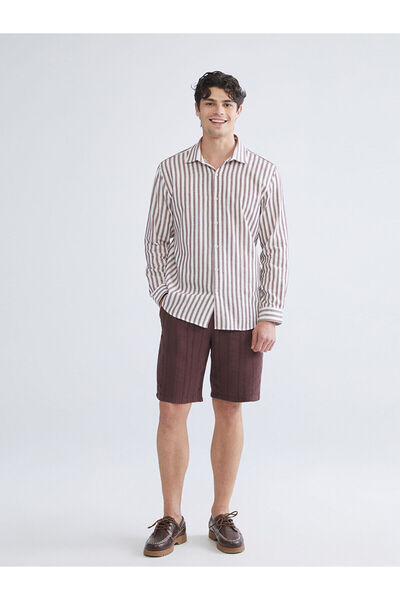 LC Waikiki Ανδρικό σορτς LCW VisionPlum Standard Fit με εφέ λινό