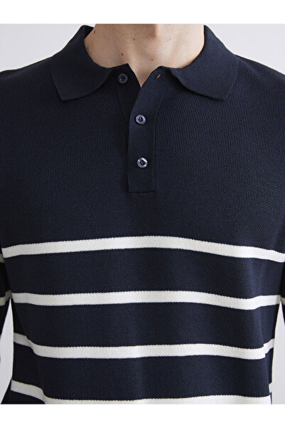 LC Waikiki İzr New Season Polo Neck Striped Men's Knitwear Sweater