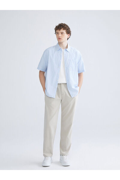 LC Waikiki XSIDEMavi Зручна модель чоловічої сорочки з короткими рукавами та смужками