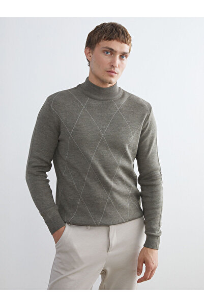 LC Waikiki Half Turtleneck Long Sleeve Patterned Men's Knitwear Sweater