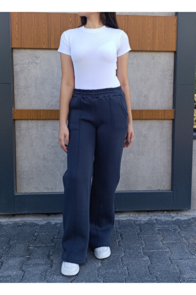 siyalife Φούτερ με φαρδιά πόδια, 3 νήματα, εσωτερικό φλις, στριφτό σχέδιο