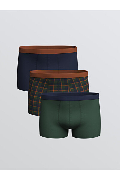 LC Waikiki Navy Blue Standard Fit Cotton Flexible Men's Boxers 3-Piece