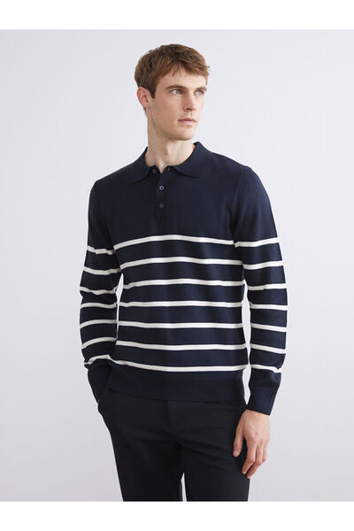 LC Waikiki Плюс нов сезон поло с ленти за мъже, плетен пуловер