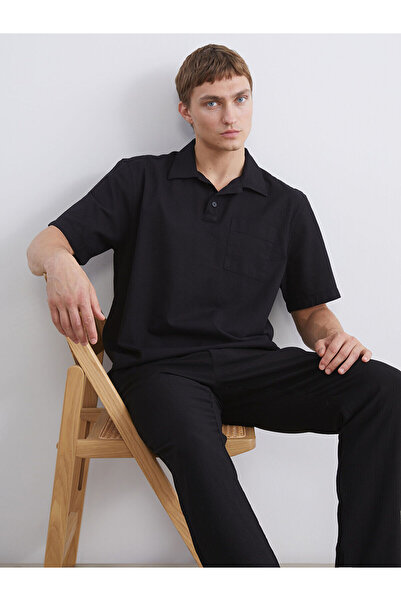 LC Waikiki Black Regular Fit Short Sleeve Oxford Men's Shirt