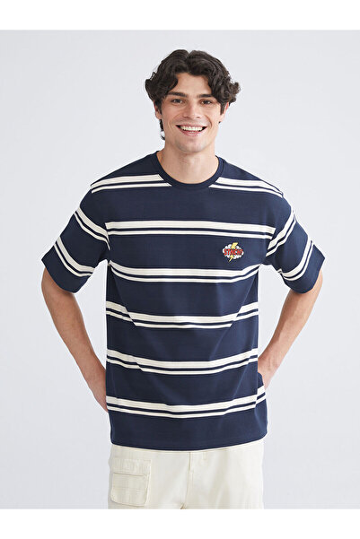 LC Waikiki Peak New Season Crew Neck Striped Combed Cotton Men's T-Shirt