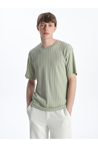 LC Waikiki Nevavm with a Difference Oval Collar Short Sleeve Striped Men's T-...