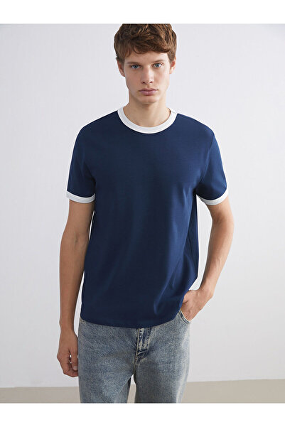 LC Waikiki Peak New Season Contrast Detailed Men's Combed Cotton T-Shirt