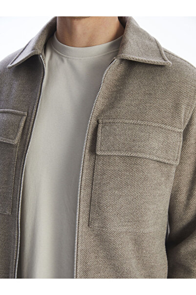 LC Waikiki Cey Yeni Sezon Standart Kalıp Gömlek Yaka Erkek Kaşe Mont