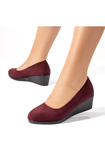 Modlet.ro Pantofi sport cu platformă, din piele întoarsă bordo, pentru femei ...