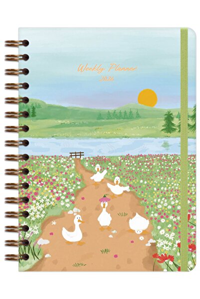 Matt Notebook 2026 Yılı A5 Haftalık Ajanda Spiralli 15x21 cm - 12 Aylık - Motivasyon Sayfalı Manzara