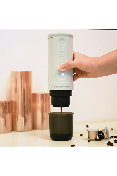 BUYDEEM Φορητή μηχανή εσπρέσο Outin Nano OTEM-01, 7500 mAh, 20 bar, 50 ml, Αλεσμένη+κάψουλες, Πράσινο