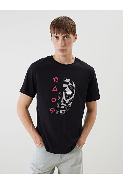 LC Waikiki Nevavm Oval Collar Short Sleeve Squid Game Printed Combed Cotton M...