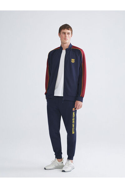 LC Waikiki Peak Yeni Sezon Standart Kalıp Barcelona Baskılı Erkek Taraftar Fermuarlı Sweatshirt