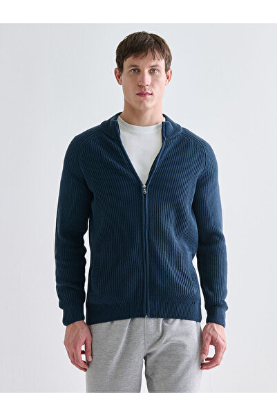 LC Waikiki Peak New Season Large Size Standard Fit Stand Collar Men's Knitwear Cardigan