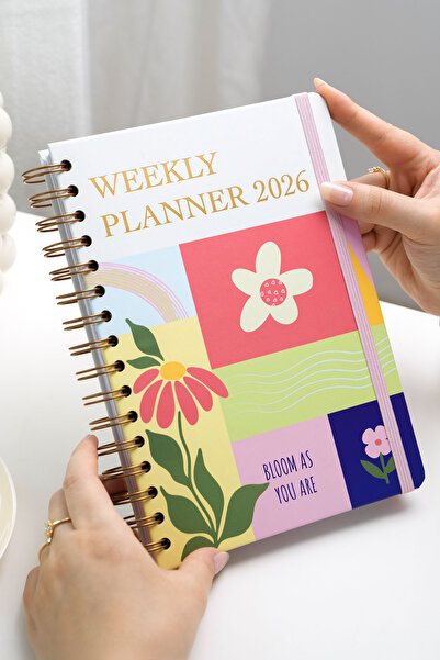 Matt Notebook 2026 A5 седмичен дневник със спирална подвързия 15x21 cm - 12 месеца - с мотивационни страници