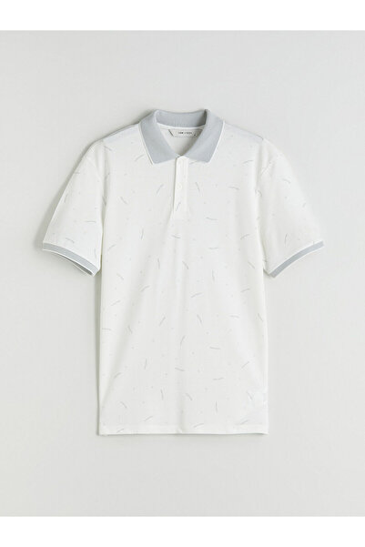 LC Waikiki Ανδρικό μπλουζάκι με λευκό γιακά πόλο με σχέδιο πικέ