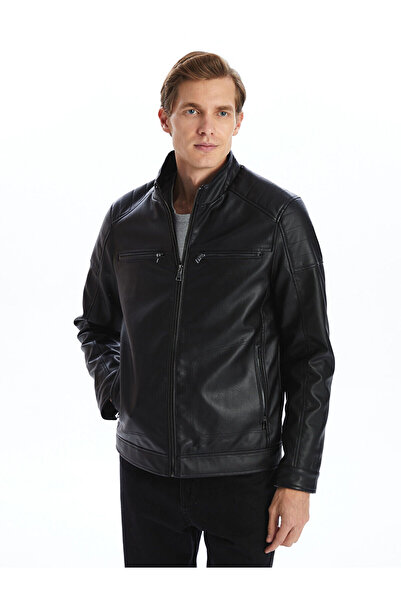 LC Waikiki Ozmarka New Season Standard Fit Stand Collar Men's Leather Look Ja...