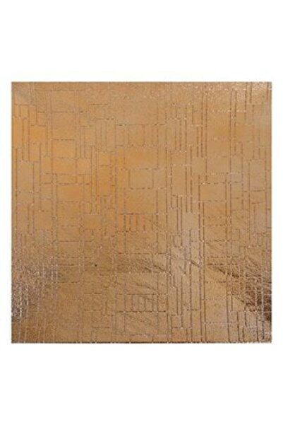 OEMN Tavă decorativă pătrată din plastic, aurie, cu model liniar, 30 x 30 cm