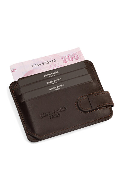 Pierre Cardin Brown Analin Unisex Leather Card Holder 0777K8N