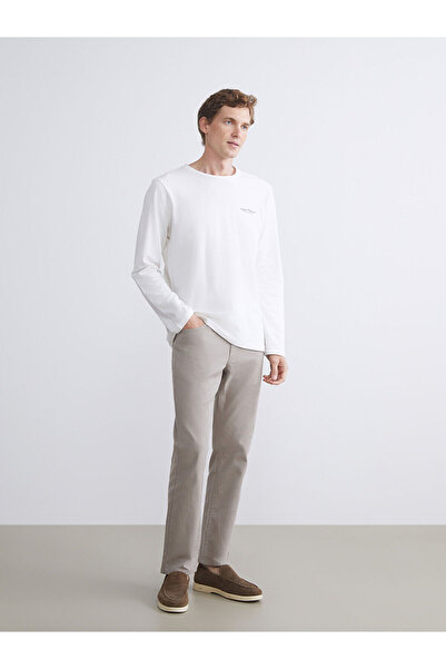 LC Waikiki New Season Crew Neck Long Sleeve Printed Combed Cotton Men's T-Shirt