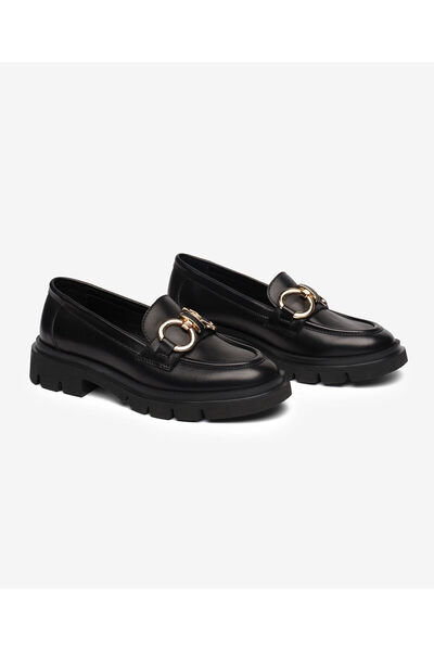 Greyder Kadın Mat Siyah Hakiki Deri Loafer Ayakkabı 5K2CA35160