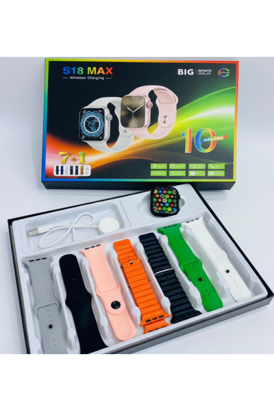 Generic S18 Max Series 10 Smartwatch | 7-in-1 Set with Wireless Charging, Big Infinite Display